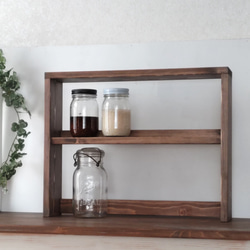 無垢材】L型カフェシェルフ アンティーク キッチンラック 棚・シェルフ