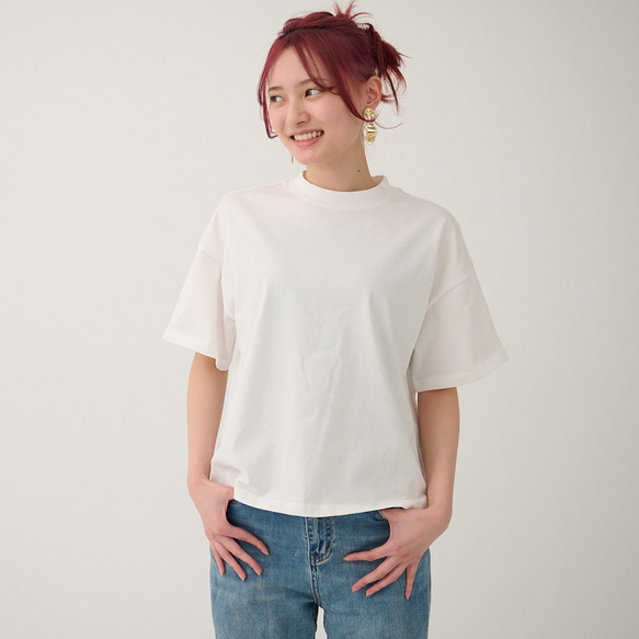 森野學校超值兩件簡約高領T卹（白色和淺藍色）| mg-se38-tt01 第12張的照片