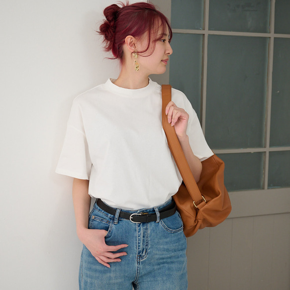 森野學校超值兩件簡約高領T卹（白色和淺藍色）| mg-se38-tt01 第6張的照片