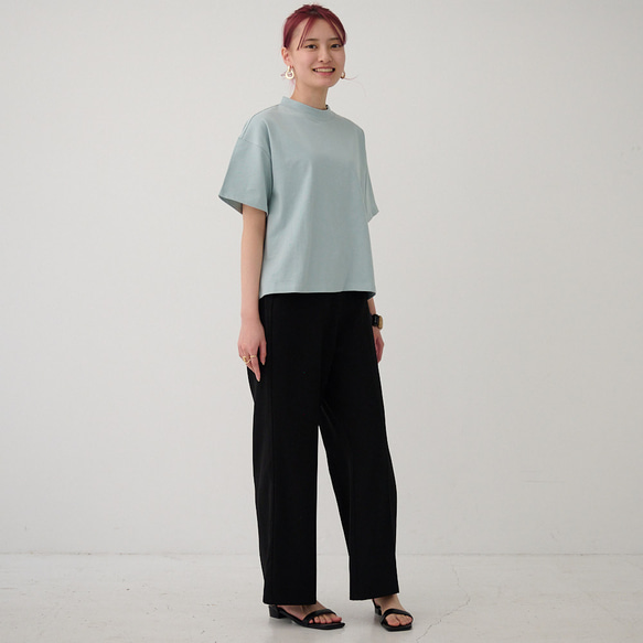 森野學校超值兩件簡約高領T卹（白色和淺藍色）| mg-se38-tt01 第15張的照片