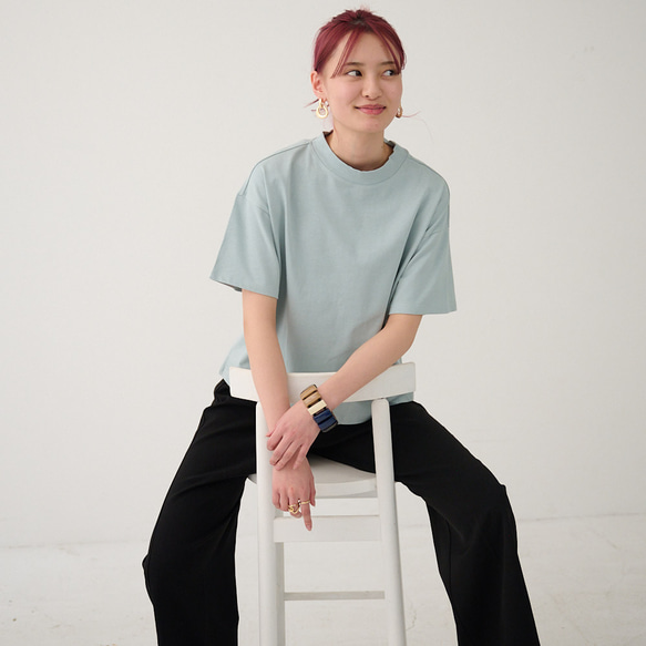 森野學校超值兩件簡約高領T卹（白色和淺藍色）| mg-se38-tt01 第8張的照片