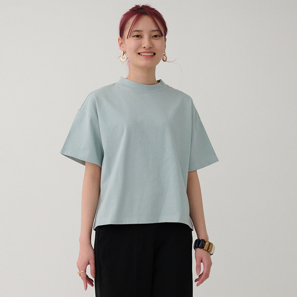 森野學校超值兩件簡約高領T卹（白色和淺藍色）| mg-se38-tt01 第16張的照片