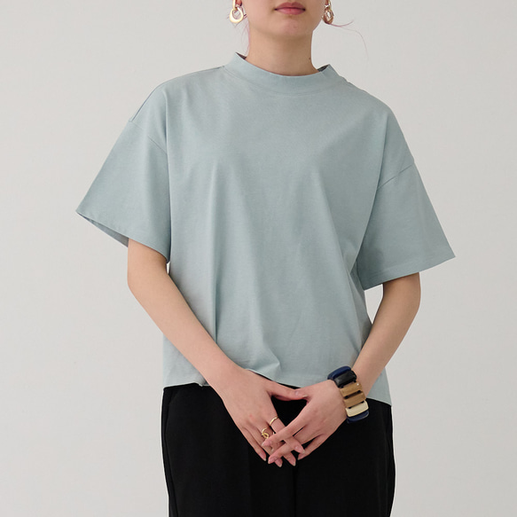 森野學校超值兩件簡約高領T卹（白色和淺藍色）| mg-se38-tt01 第7張的照片