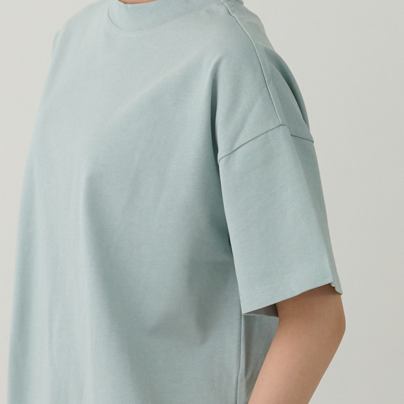 森野學校超值兩件簡約高領T卹（白色和淺藍色）| mg-se38-tt01 第10張的照片