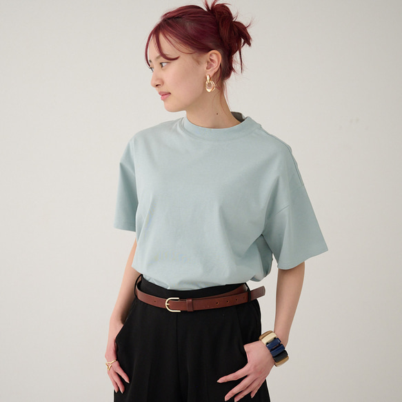 森野學校超值兩件簡約高領T卹（白色和淺藍色）| mg-se38-tt01 第5張的照片