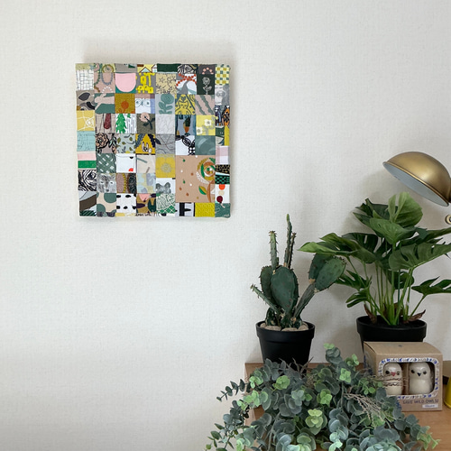 ファブリックパネル 30cm角【障害者アート/一点物】ミナペルホネン生地