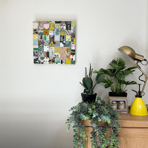 ファブリックパネル 30cm角【障害者アート/一点物】ミナペルホネン生地