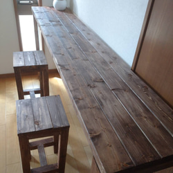 180 カウンターテーブル 無垢材　アンティーク風　木目調　天然素材　ダイニング KAGUCOCO ダイニングテーブル 単品 180 4人 一枚板風 無垢 天然