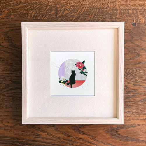 ジークレー版画 猫と山茶花【送料無料】 版画 umipastel 通販 19079005