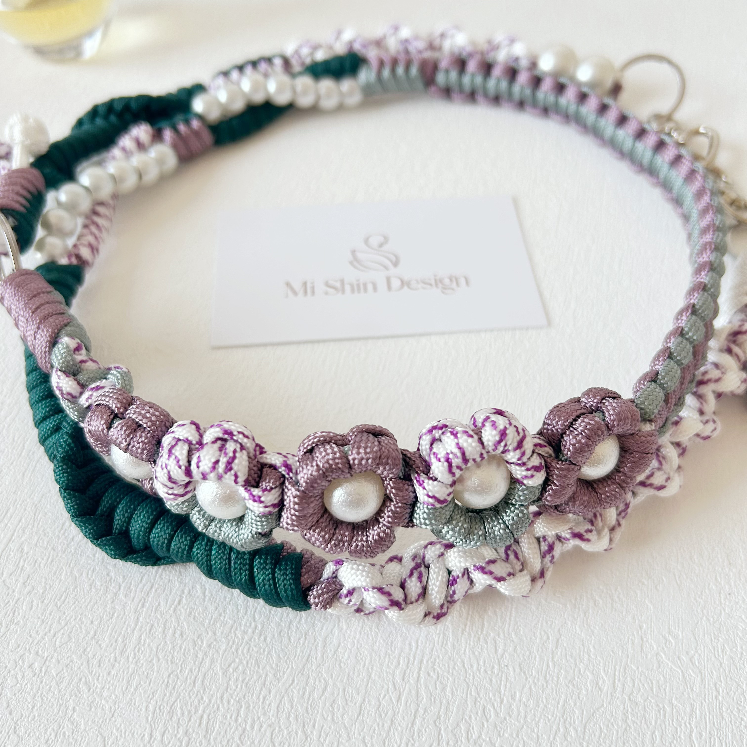 【受注制作】ミックス編み　フラワー　スマホストラップ スマホショルダー　ストラップ　ショルダーストラップ