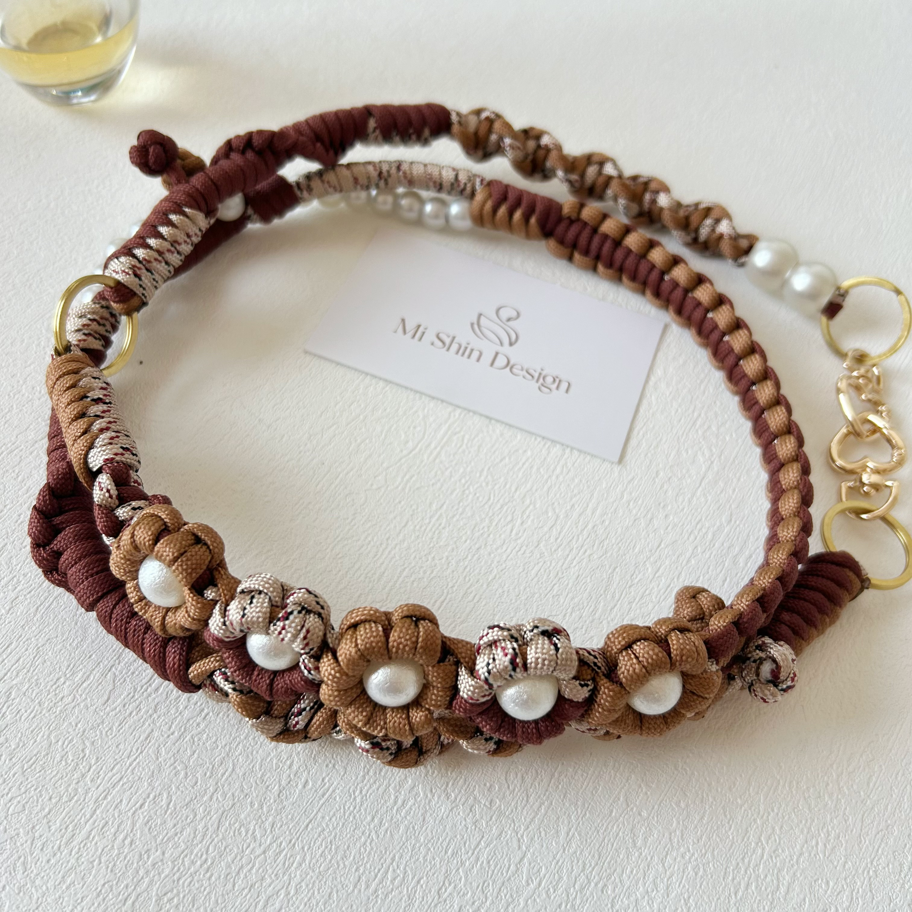 【受注制作】ミックス編み　フラワー　スマホストラップ スマホショルダー　ストラップ　ショルダーストラップ