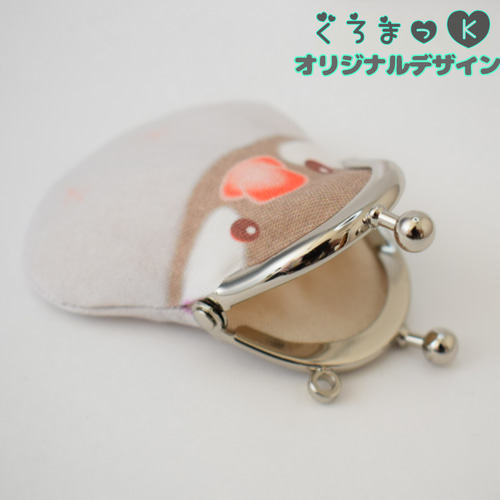 シナモン文鳥 がま口 ポーチ ハンドメイド コインケース 小銭入れ