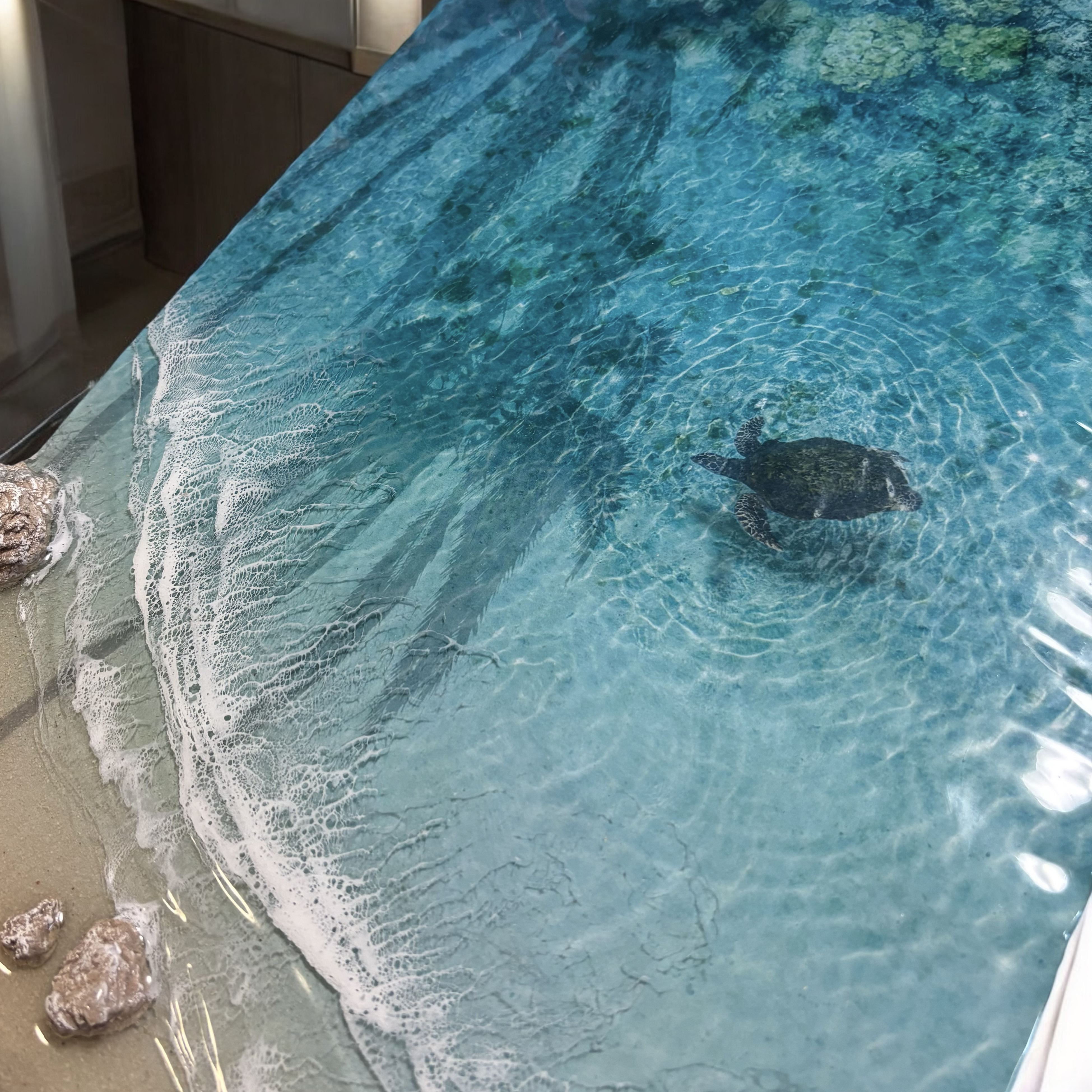 ヤシの影>超立体 沖縄の海 レジンアートボード 美ら海