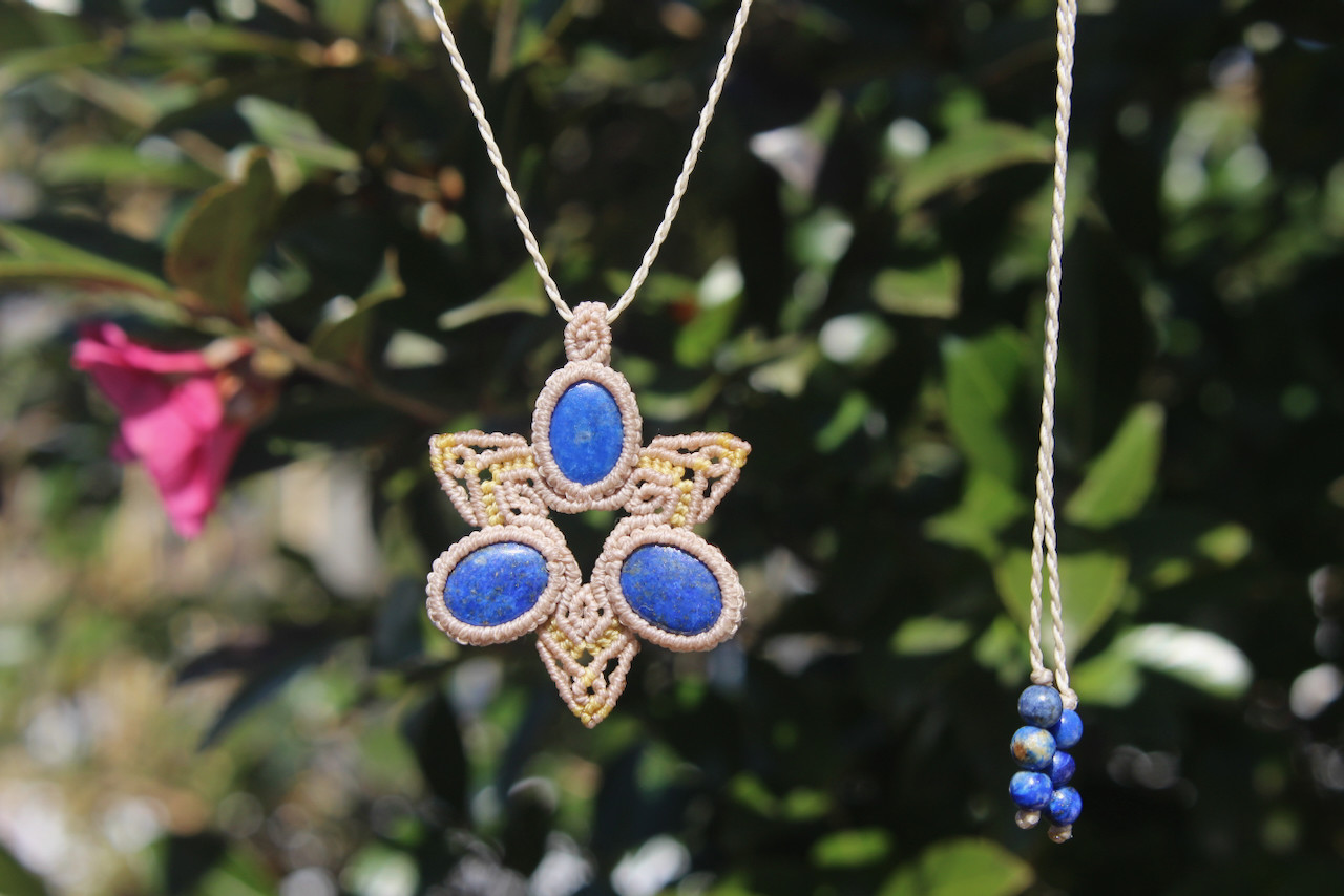 ラピスラズリ　マイクロ　マクラメ　六芒星　ペンダント 9,230円