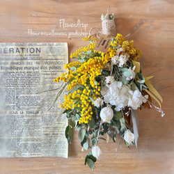 アナベルとコットンフラワーとスモークツリーのスワッグ インテリア