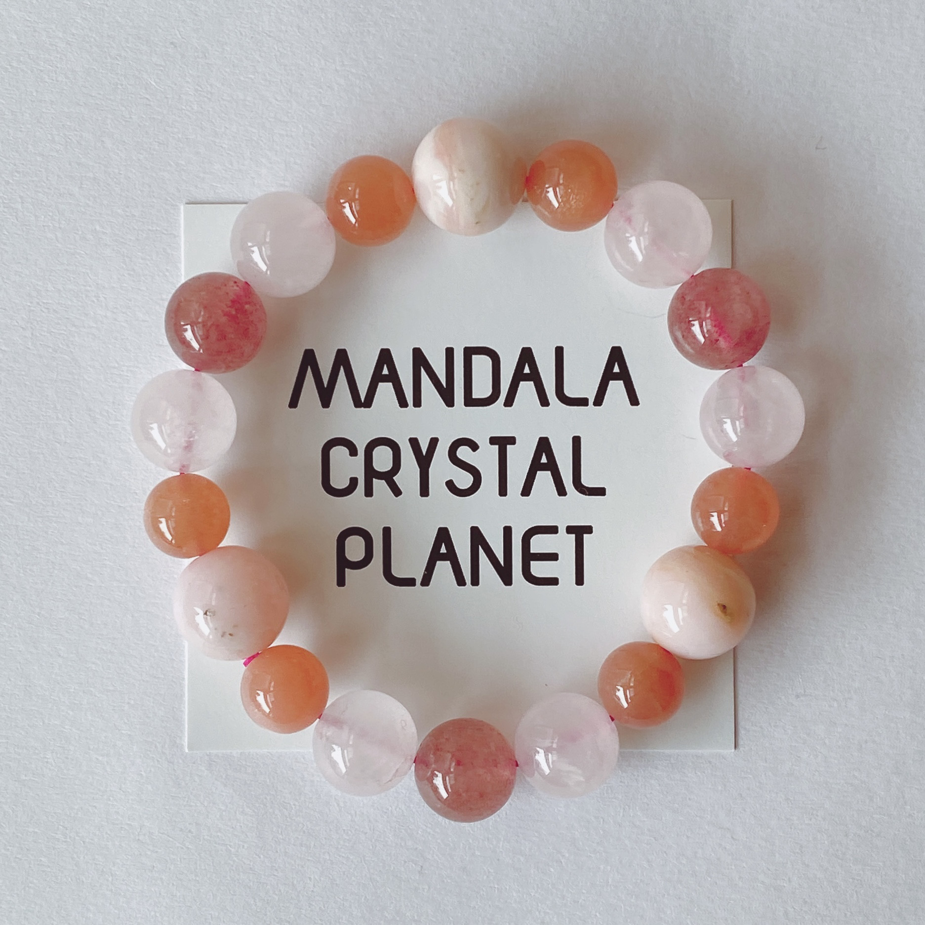 15cm【One Love】6月誕生石・ムーンストーン・10月誕生石・ピンクオパール・ローズクォーツ・ピンクエピドート