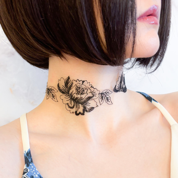 Inked Rose：黒タトゥーレースのチョーカー　SV650 10枚目の画像