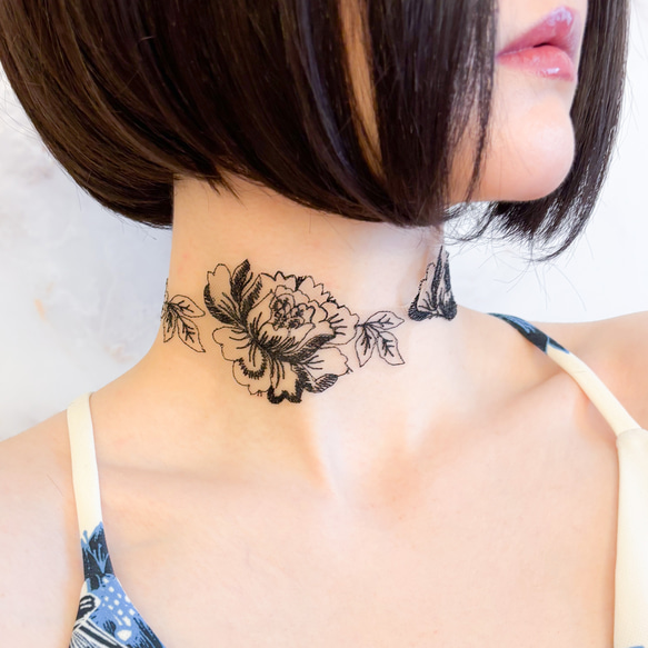 Inked Rose：黒タトゥーレースのチョーカー　SV650 6枚目の画像