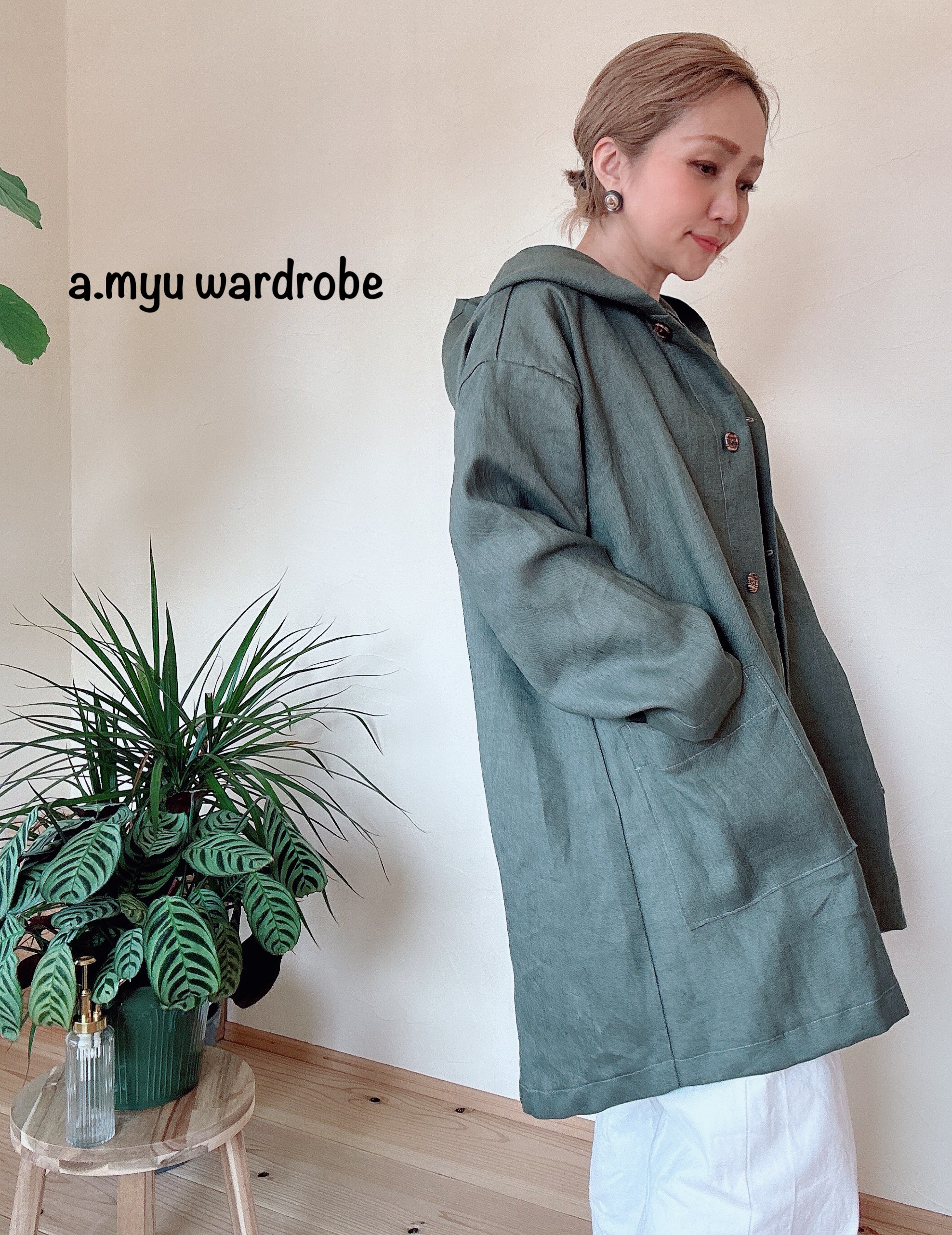 a.myu 春夏上質linen100%オーバーサイズのコートジャケット