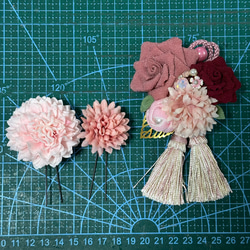 七五三 髪飾り バラ コサージュリボン つまみ細工 3歳 7歳 15枚目の画像