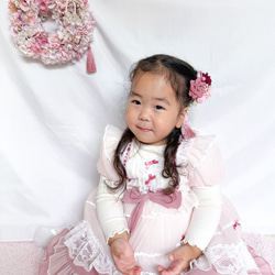 七五三 髪飾り バラ コサージュリボン つまみ細工 3歳 7歳 13枚目の画像