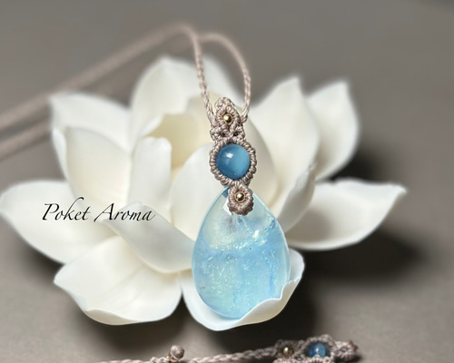 水郷』アクアマリンのマクラメペンダントネックレス ネックレス