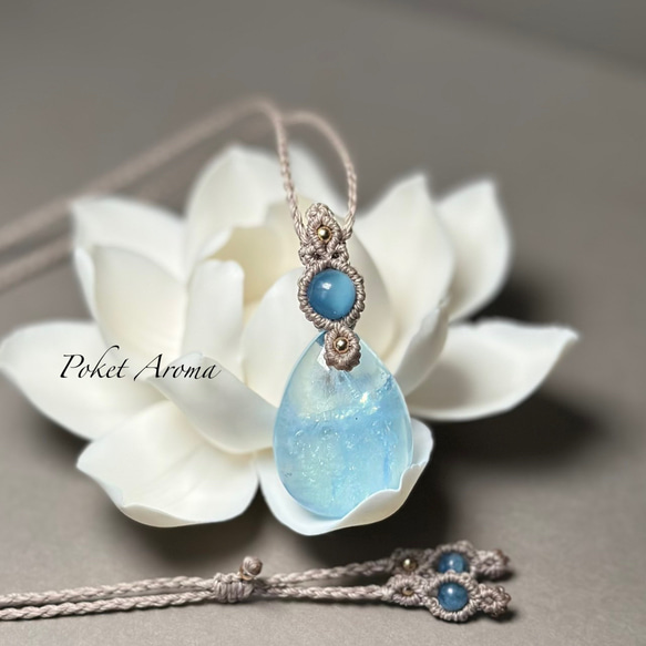 水郷』アクアマリンのマクラメペンダントネックレス ネックレス