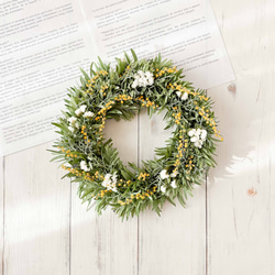 アカシアブルーブッシュとミモザのナチュラルリース Lサイズ ドライ