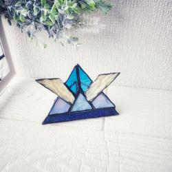 ✴︎:.Petit miroirシリーズ♪ 三日月とすずらんの壁掛け鏡 *ステンド