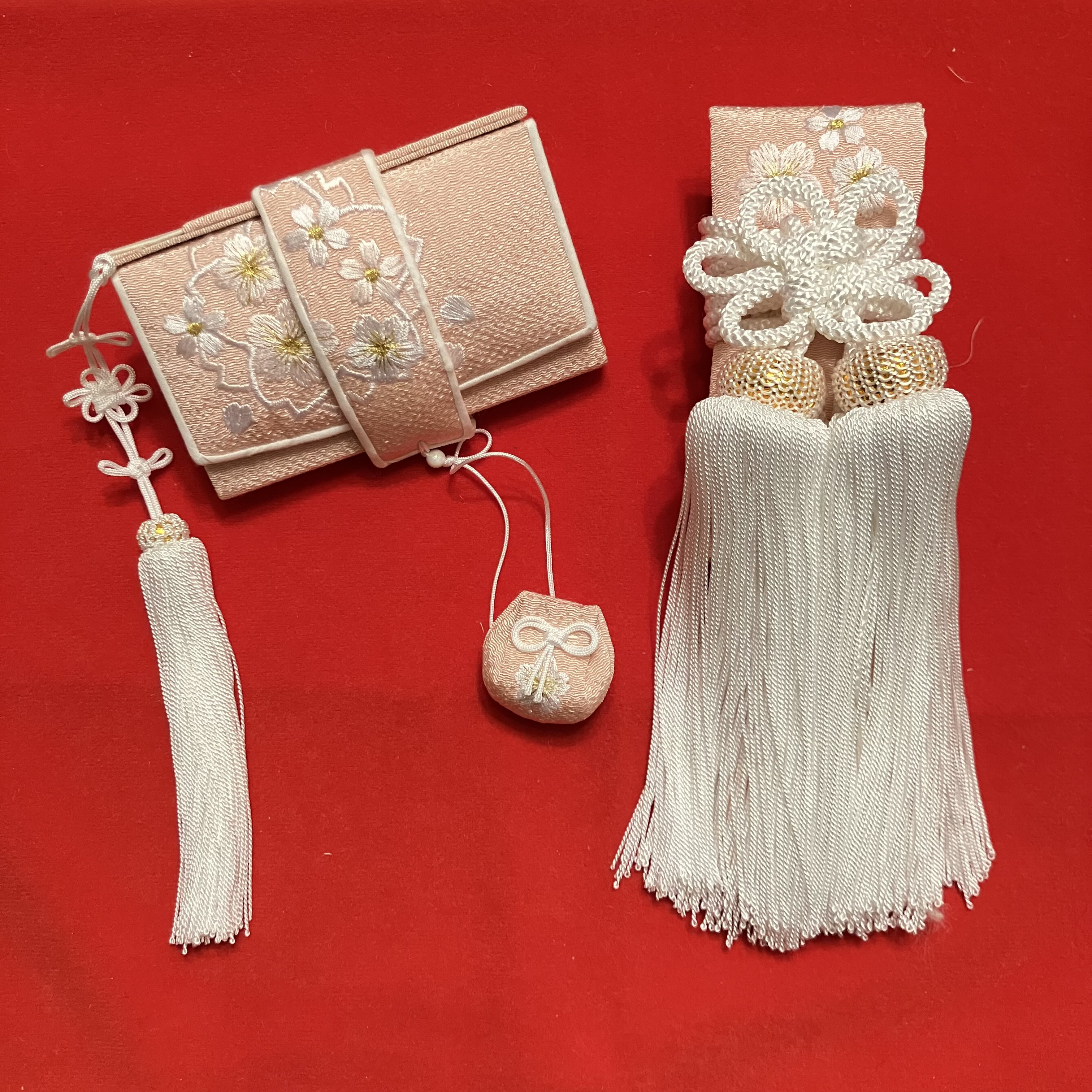 407s3◆アンティーク 刺繍の筥迫 びら簪付き 菊文◆成人式 結婚式 花嫁衣裳 407s3◇アンティーク 刺繍の筥迫 びら簪付き 菊文◇成人式 結婚式