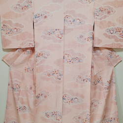 SALE ワンタッチ着物 くらわん着物 正絹江戸小紋色無地リメイク