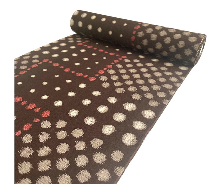 処分価格！木綿　着物地　反物　焦茶　水玉