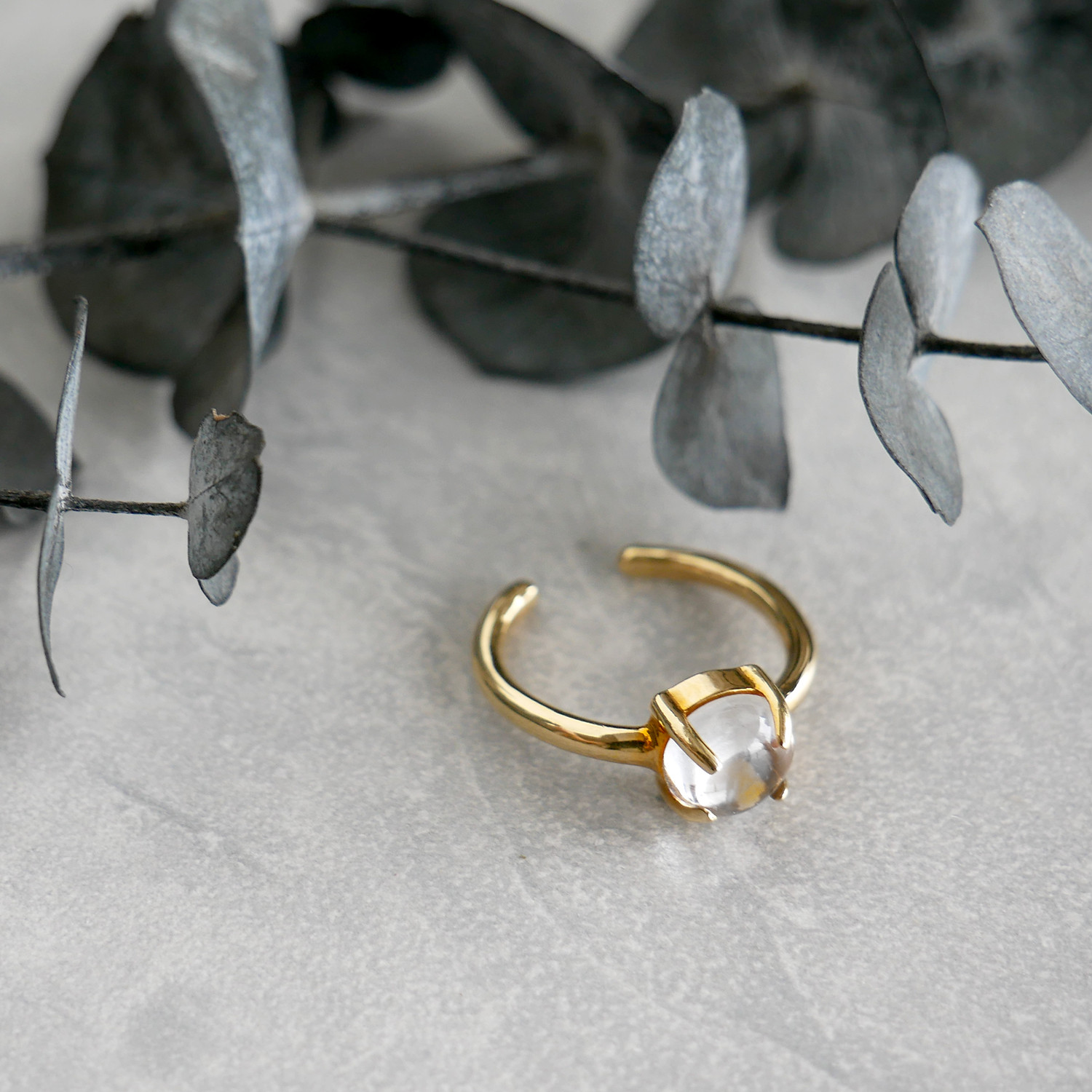 【再販・サイズ調整可】一粒カボションリング / brass　R079