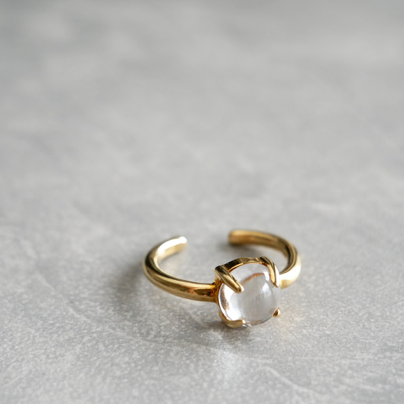 【補貨/尺寸可調】單顆凸面寶石戒指 / 黃銅 R079 第5張的照片