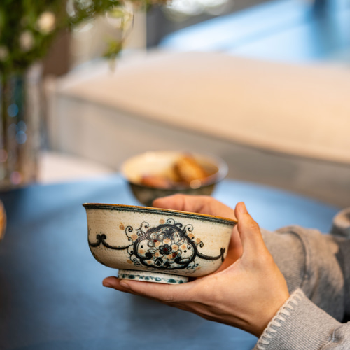 詩瓷集 新作・中国唐風青花磁器手作抹茶/サラダ茶碗 - 飯碗｜開