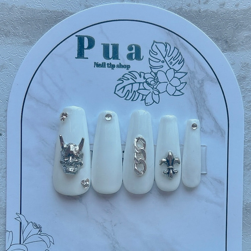 般若ネイルチップ ギャルネイル ロングネイルチップ 和柄ネイル クロム