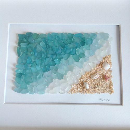 大きなシーグラスアート〈海〉 その他インテリア雑貨 manata 通販