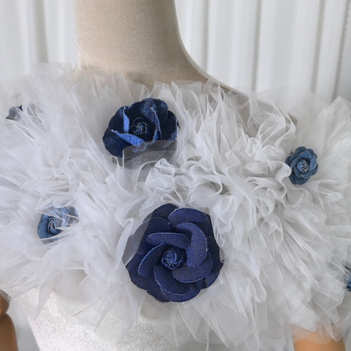 送料無料！取り外しオフショルダー オフホワイト デニムドレス  