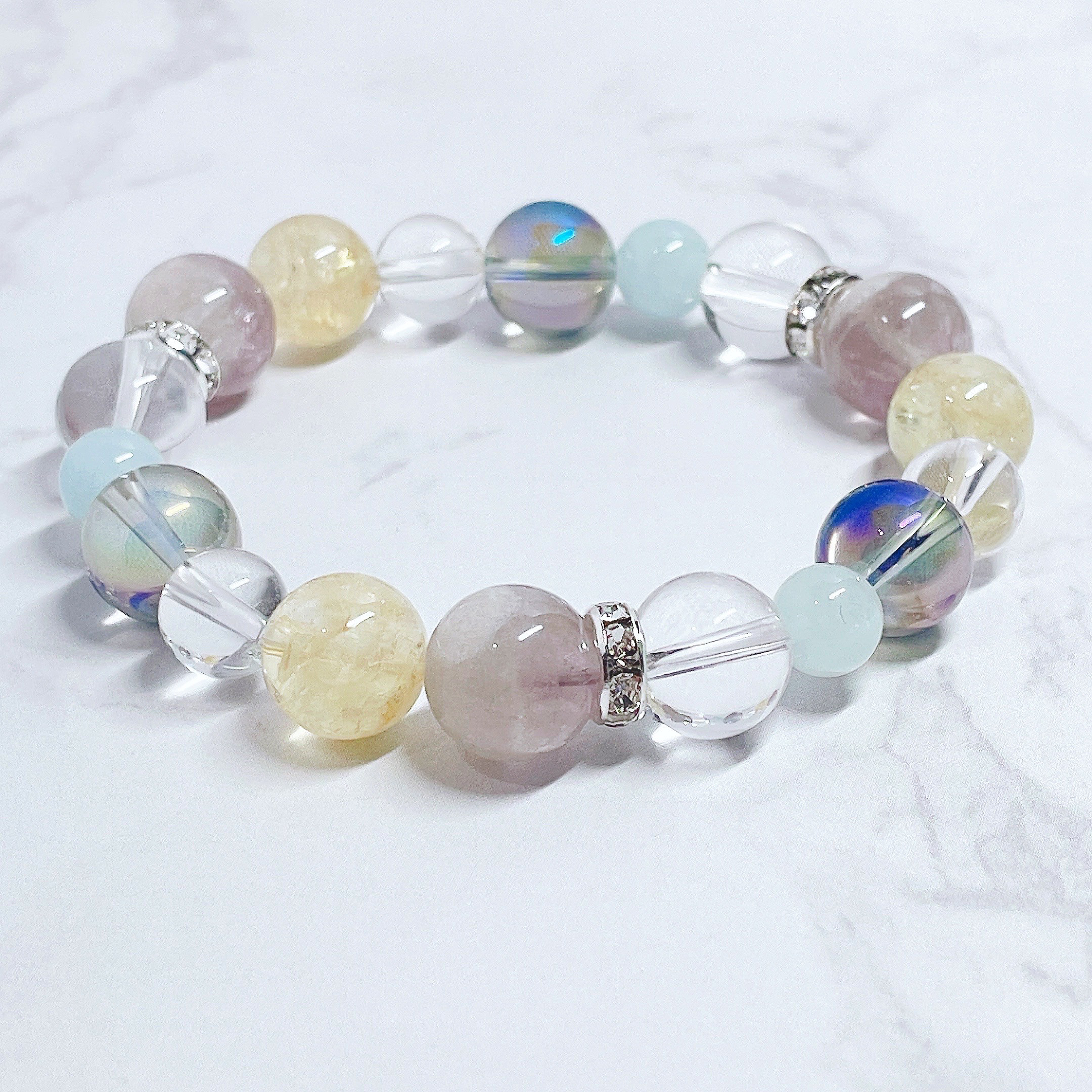 ✦明るく前向きに、自分らしく過ごす 天然石ブレスレット｜アメジストファントム・シトリン No.740-1