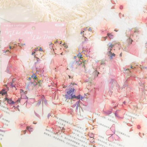 歌と夢 6種 240枚 ステッカー シール PET コラージュ素材 人物 女の子