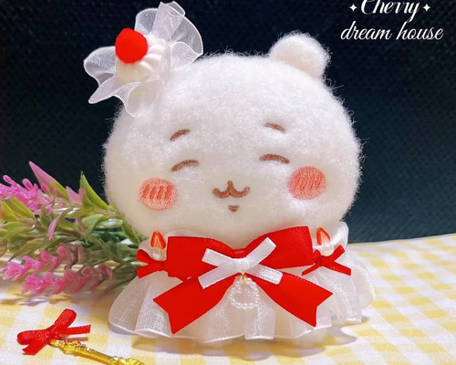 ぬい服 10cm 着せ替え ちいかわ ショートケーキ 3点セット 可愛い