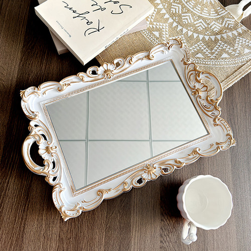 T1881 1個 撮影小道具 ミラートレイ 長方形 楕円型 ジュエリー