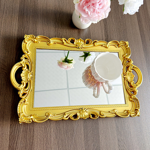 T1881 1個 撮影小道具 ミラートレイ 長方形 楕円型 ジュエリー