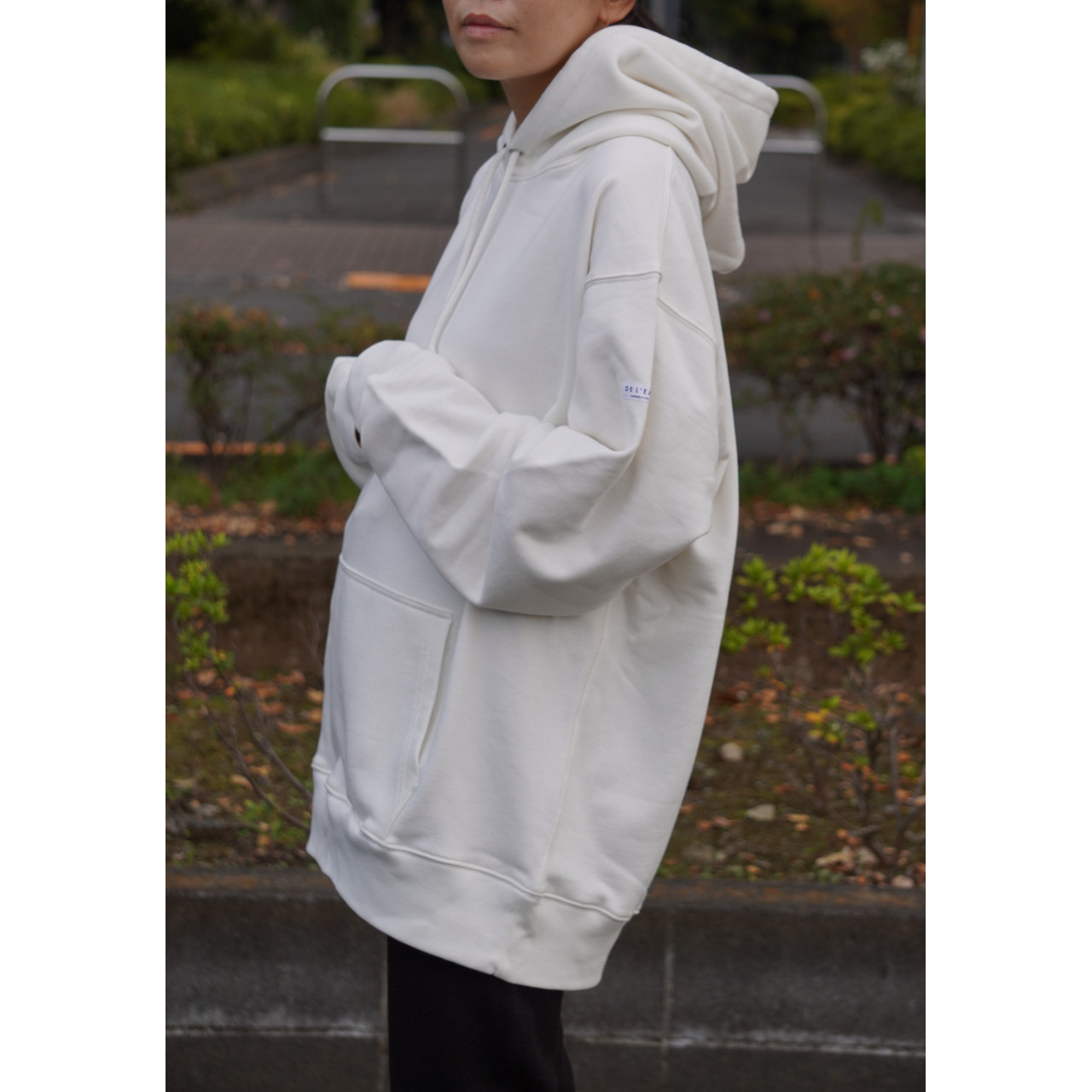 【厚手】フードパーカー　ホワイト