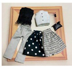 受注製作】リカちゃん 着せ替え服 スカートスタイル（黒ストライプ）4