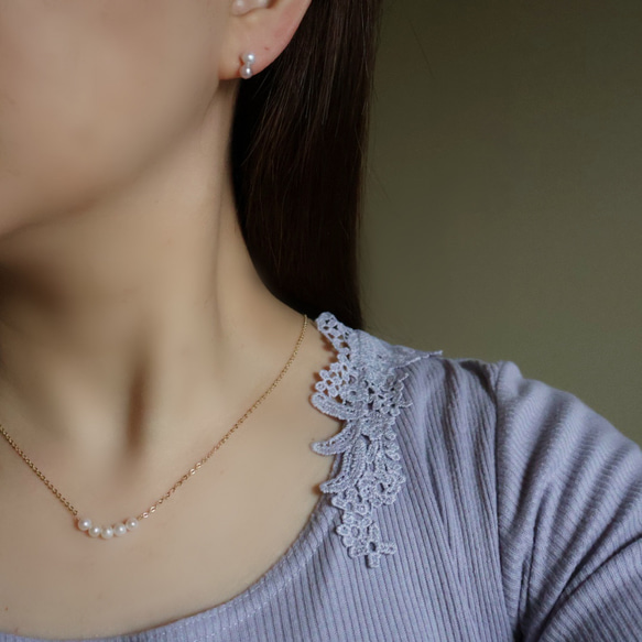 特集掲載 桜色 ピンク ホワイト ベビーパール ネックレス 小さいパール 14kgf 金属アレルギー 誕生日 ギフト 7枚目の画像