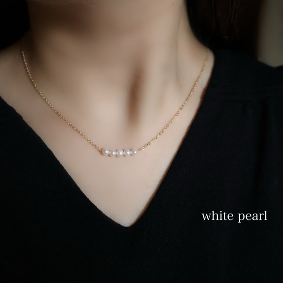 特集掲載 桜色 ピンク ホワイト ベビーパール ネックレス 小さいパール 14kgf 金属アレルギー 誕生日 ギフト 3枚目の画像