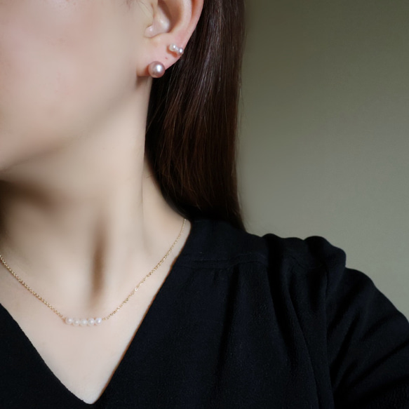 特集掲載 桜色 ピンク ホワイト ベビーパール ネックレス 小さいパール 14kgf 金属アレルギー 誕生日 ギフト 10枚目の画像