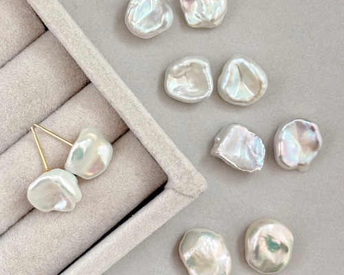 選べる1点物】大粒 バロック ケシ パール ピアス イヤリング / 上品