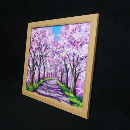 桜の小道：春の記憶】油彩画 桜 風景 風景画 油絵 額装なし（または